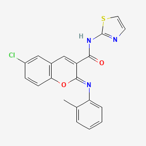 (2Z)-6-chloro-2-[(2-methylphenyl)imino]-N-(1,3-thiazol-2-yl)-2H-chromene-3-carboxamide