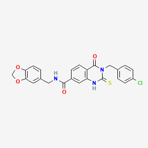 molecular formula C24H18ClN3O4S B11215141 N-(1,3-benzodioxol-5-ylmethyl)-3-[(4-chlorophenyl)methyl]-4-oxo-2-sulfanylidene-1H-quinazoline-7-carboxamide 