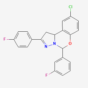 molecular formula C22H15ClF2N2O B11215158 9-Chloro-5-(3-fluorophenyl)-2-(4-fluorophenyl)-1,10b-dihydropyrazolo[1,5-c][1,3]benzoxazine 