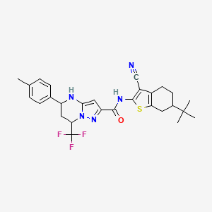 N-(6-tert-butyl-3-cyano-4,5,6,7-tetrahydro-1-benzothiophen-2-yl)-5-(4-methylphenyl)-7-(trifluoromethyl)-4,5,6,7-tetrahydropyrazolo[1,5-a]pyrimidine-2-carboxamide