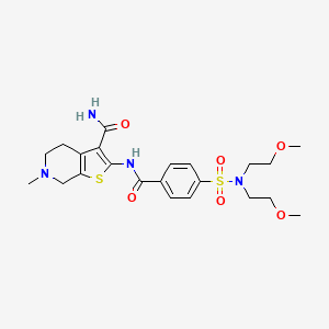 molecular formula C22H30N4O6S2 B11215182 2-(4-(N,N-bis(2-methoxyethyl)sulfamoyl)benzamido)-6-methyl-4,5,6,7-tetrahydrothieno[2,3-c]pyridine-3-carboxamide 