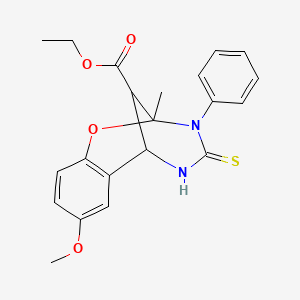 ethyl 8-methoxy-2-methyl-3-phenyl-4-thioxo-3,4,5,6-tetrahydro-2H-2,6-methano-1,3,5-benzoxadiazocine-11-carboxylate