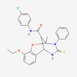 molecular formula C26H24ClN3O3S B11215192 N-(4-chlorophenyl)-10-ethoxy-2-methyl-3-phenyl-4-thioxo-3,4,5,6-tetrahydro-2H-2,6-methano-1,3,5-benzoxadiazocine-11-carboxamide 