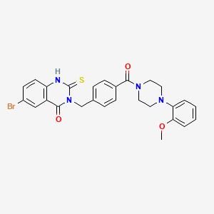 molecular formula C27H25BrN4O3S B11215203 6-bromo-3-(4-(4-(2-methoxyphenyl)piperazine-1-carbonyl)benzyl)-2-thioxo-2,3-dihydroquinazolin-4(1H)-one 