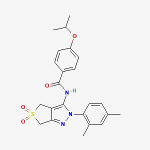 molecular formula C23H25N3O4S B11215210 N-(2-(2,4-dimethylphenyl)-5,5-dioxido-4,6-dihydro-2H-thieno[3,4-c]pyrazol-3-yl)-4-isopropoxybenzamide 