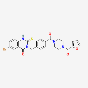 molecular formula C25H21BrN4O4S B11215214 6-bromo-3-[[4-[4-(furan-2-carbonyl)piperazine-1-carbonyl]phenyl]methyl]-2-sulfanylidene-1H-quinazolin-4-one 