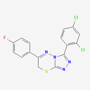 molecular formula C16H9Cl2FN4S B11215219 3-(2,4-dichlorophenyl)-6-(4-fluorophenyl)-7H-[1,2,4]triazolo[3,4-b][1,3,4]thiadiazine 