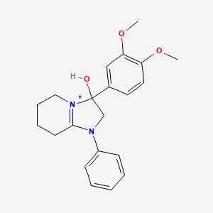 3-(3,4-Dimethoxyphenyl)-3-hydroxy-1-phenyl-2,3,5,6,7,8-hexahydroimidazo[1,2-a]pyridin-1-ium