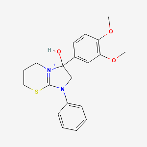 molecular formula C20H23N2O3S+ B11215271 3-(3,4-dimethoxyphenyl)-3-hydroxy-1-phenyl-2,3,6,7-tetrahydro-5H-imidazo[2,1-b][1,3]thiazin-1-ium 