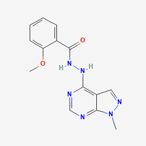 molecular formula C14H14N6O2 B11215291 2-methoxy-N'-(1-methyl-1H-pyrazolo[3,4-d]pyrimidin-4-yl)benzohydrazide 