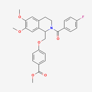 molecular formula C27H26FNO6 B11215295 Methyl 4-((2-(4-fluorobenzoyl)-6,7-dimethoxy-1,2,3,4-tetrahydroisoquinolin-1-yl)methoxy)benzoate 