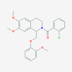 (2-chlorophenyl)(6,7-dimethoxy-1-((2-methoxyphenoxy)methyl)-3,4-dihydroisoquinolin-2(1H)-yl)methanone