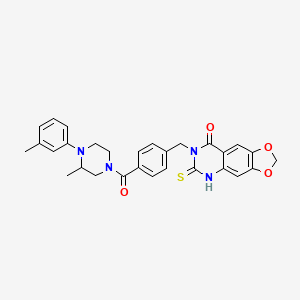 molecular formula C29H28N4O4S B11215300 7-(4-{[3-methyl-4-(3-methylphenyl)piperazin-1-yl]carbonyl}benzyl)-6-thioxo-6,7-dihydro[1,3]dioxolo[4,5-g]quinazolin-8(5H)-one 