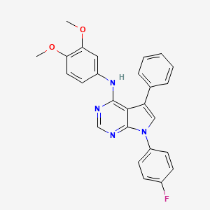 molecular formula C26H21FN4O2 B11215332 N-(3,4-dimethoxyphenyl)-7-(4-fluorophenyl)-5-phenyl-7H-pyrrolo[2,3-d]pyrimidin-4-amine 