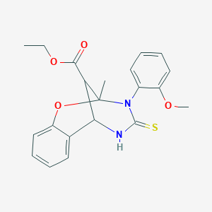 ethyl 3-(2-methoxyphenyl)-2-methyl-4-thioxo-3,4,5,6-tetrahydro-2H-2,6-methano-1,3,5-benzoxadiazocine-11-carboxylate