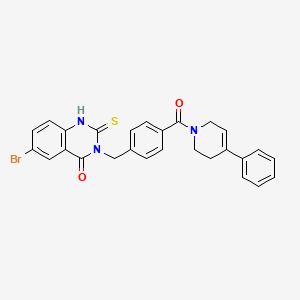 6-bromo-3-[[4-(4-phenyl-3,6-dihydro-2H-pyridine-1-carbonyl)phenyl]methyl]-2-sulfanylidene-1H-quinazolin-4-one