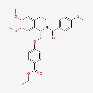 Ethyl 4-((6,7-dimethoxy-2-(4-methoxybenzoyl)-1,2,3,4-tetrahydroisoquinolin-1-yl)methoxy)benzoate