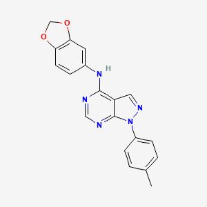 molecular formula C19H15N5O2 B11215394 N-(1,3-benzodioxol-5-yl)-1-(4-methylphenyl)-1H-pyrazolo[3,4-d]pyrimidin-4-amine 