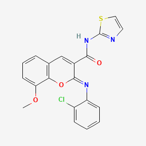 (2Z)-2-[(2-chlorophenyl)imino]-8-methoxy-N-(1,3-thiazol-2-yl)-2H-chromene-3-carboxamide