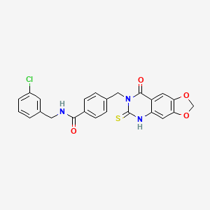 molecular formula C24H18ClN3O4S B11215400 N-[(3-chlorophenyl)methyl]-4-[(8-oxo-6-sulfanylidene-5H-[1,3]dioxolo[4,5-g]quinazolin-7-yl)methyl]benzamide 