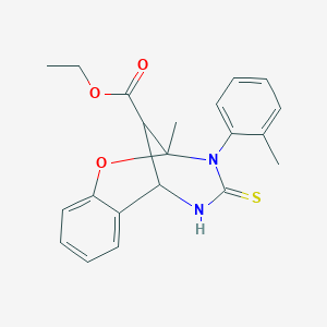 ethyl 2-methyl-3-(2-methylphenyl)-4-thioxo-3,4,5,6-tetrahydro-2H-2,6-methano-1,3,5-benzoxadiazocine-11-carboxylate