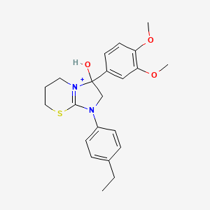 molecular formula C22H27N2O3S+ B11215411 3-(3,4-dimethoxyphenyl)-1-(4-ethylphenyl)-3-hydroxy-2,3,6,7-tetrahydro-5H-imidazo[2,1-b][1,3]thiazin-1-ium 