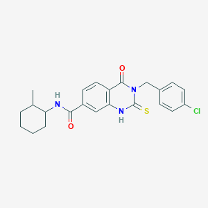 3-[(4-chlorophenyl)methyl]-N-(2-methylcyclohexyl)-4-oxo-2-sulfanylidene-1H-quinazoline-7-carboxamide