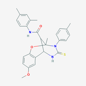 N-(2,4-dimethylphenyl)-8-methoxy-2-methyl-3-(4-methylphenyl)-4-thioxo-3,4,5,6-tetrahydro-2H-2,6-methano-1,3,5-benzoxadiazocine-11-carboxamide