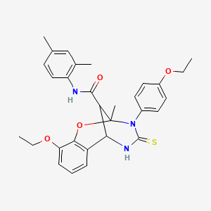 N-(2,4-dimethylphenyl)-10-ethoxy-3-(4-ethoxyphenyl)-2-methyl-4-thioxo-3,4,5,6-tetrahydro-2H-2,6-methano-1,3,5-benzoxadiazocine-11-carboxamide