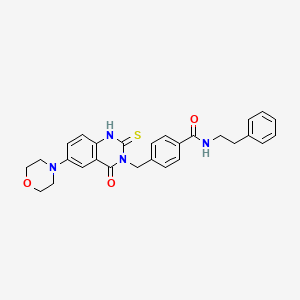 4-((6-morpholino-4-oxo-2-thioxo-1,2-dihydroquinazolin-3(4H)-yl)methyl)-N-phenethylbenzamide