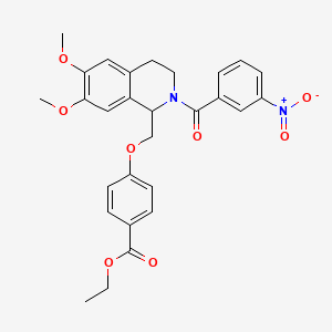 molecular formula C28H28N2O8 B11215564 Ethyl 4-((6,7-dimethoxy-2-(3-nitrobenzoyl)-1,2,3,4-tetrahydroisoquinolin-1-yl)methoxy)benzoate 