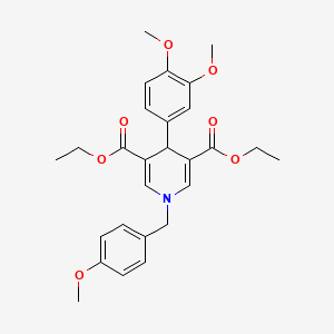 molecular formula C27H31NO7 B11215579 Diethyl 4-(3,4-dimethoxyphenyl)-1-(4-methoxybenzyl)-1,4-dihydropyridine-3,5-dicarboxylate 