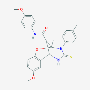 8-methoxy-N-(4-methoxyphenyl)-2-methyl-3-(4-methylphenyl)-4-thioxo-3,4,5,6-tetrahydro-2H-2,6-methano-1,3,5-benzoxadiazocine-11-carboxamide