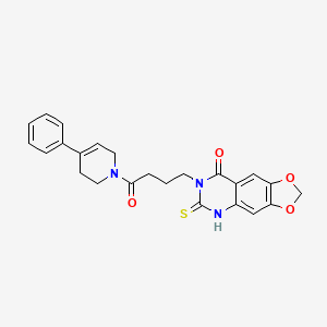 molecular formula C24H23N3O4S B11215670 7-[4-oxo-4-(4-phenyl-3,6-dihydro-2H-pyridin-1-yl)butyl]-6-sulfanylidene-5H-[1,3]dioxolo[4,5-g]quinazolin-8-one 