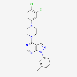 molecular formula C22H20Cl2N6 B11215675 1-(3,4-dichlorophenyl)-4-[1-(3-methylphenyl)-1H-pyrazolo[3,4-d]pyrimidin-4-yl]piperazine 