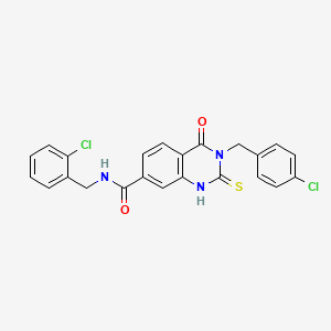 molecular formula C23H17Cl2N3O2S B11215695 N-[(2-chlorophenyl)methyl]-3-[(4-chlorophenyl)methyl]-4-oxo-2-sulfanylidene-1H-quinazoline-7-carboxamide 