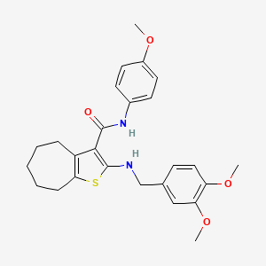 molecular formula C26H30N2O4S B11215721 2-[(3,4-dimethoxybenzyl)amino]-N-(4-methoxyphenyl)-5,6,7,8-tetrahydro-4H-cyclohepta[b]thiophene-3-carboxamide 