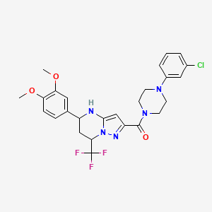 [4-(3-Chlorophenyl)piperazin-1-yl][5-(3,4-dimethoxyphenyl)-7-(trifluoromethyl)-4,5,6,7-tetrahydropyrazolo[1,5-a]pyrimidin-2-yl]methanone