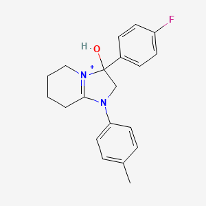 molecular formula C20H22FN2O+ B11215743 3-(4-Fluorophenyl)-3-hydroxy-1-(4-methylphenyl)-2,3,5,6,7,8-hexahydroimidazo[1,2-a]pyridin-1-ium 