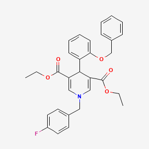 molecular formula C31H30FNO5 B11215769 Diethyl 4-[2-(benzyloxy)phenyl]-1-(4-fluorobenzyl)-1,4-dihydropyridine-3,5-dicarboxylate 