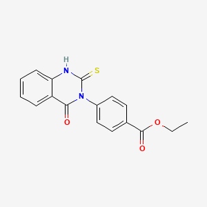 molecular formula C17H14N2O3S B11215782 Ethyl 4-(1,4-dihydro-4-oxo-2-thioxo-3(2H)-quinazolinyl)benzoate CAS No. 65141-65-3