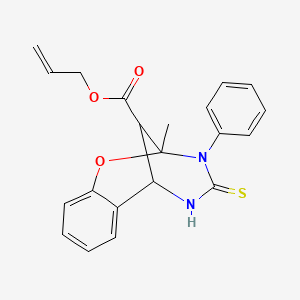 molecular formula C21H20N2O3S B11215806 allyl 2-methyl-3-phenyl-4-thioxo-3,4,5,6-tetrahydro-2H-2,6-methano-1,3,5-benzoxadiazocine-11-carboxylate 