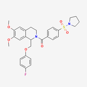 molecular formula C29H31FN2O6S B11215861 (1-((4-fluorophenoxy)methyl)-6,7-dimethoxy-3,4-dihydroisoquinolin-2(1H)-yl)(4-(pyrrolidin-1-ylsulfonyl)phenyl)methanone 