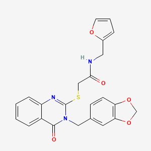 2-{[3-(1,3-benzodioxol-5-ylmethyl)-4-oxo-3,4-dihydroquinazolin-2-yl]sulfanyl}-N-(furan-2-ylmethyl)acetamide