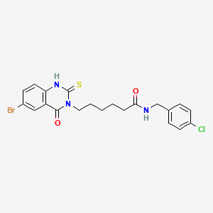 6-(6-bromo-4-oxo-2-sulfanylidene-1H-quinazolin-3-yl)-N-[(4-chlorophenyl)methyl]hexanamide