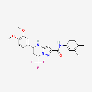 molecular formula C24H25F3N4O3 B11215983 5-(3,4-dimethoxyphenyl)-N-(3,4-dimethylphenyl)-7-(trifluoromethyl)-4,5,6,7-tetrahydropyrazolo[1,5-a]pyrimidine-2-carboxamide 