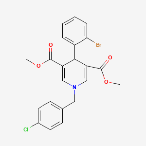 molecular formula C22H19BrClNO4 B11215995 Dimethyl 4-(2-bromophenyl)-1-(4-chlorobenzyl)-1,4-dihydropyridine-3,5-dicarboxylate 