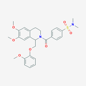 molecular formula C28H32N2O7S B11216025 4-(6,7-dimethoxy-1-((2-methoxyphenoxy)methyl)-1,2,3,4-tetrahydroisoquinoline-2-carbonyl)-N,N-dimethylbenzenesulfonamide 