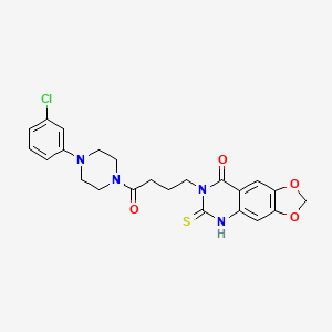 molecular formula C23H23ClN4O4S B11216036 7-[4-[4-(3-chlorophenyl)piperazin-1-yl]-4-oxobutyl]-6-sulfanylidene-5H-[1,3]dioxolo[4,5-g]quinazolin-8-one 