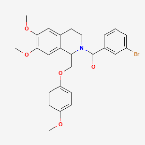 molecular formula C26H26BrNO5 B11216059 (3-bromophenyl)(6,7-dimethoxy-1-((4-methoxyphenoxy)methyl)-3,4-dihydroisoquinolin-2(1H)-yl)methanone 